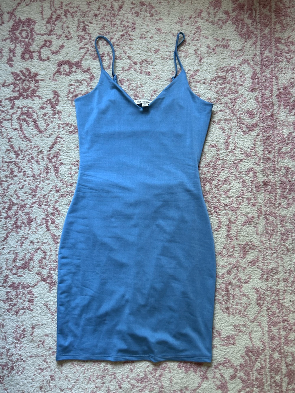 Blue Spaghetti Strap Mini Dress